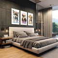 Quadro Decorativo Inspiração: Execução, Disciplina, Foco - quadros decorativos 1 Tela Vertical, 3 Telas - em escritorio elegante