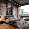 Quadro Decorativo Leão Majestoso: Realeza Animal - quadros decorativos 1 Tela Vertical, 3 Telas - em escritorio elegante