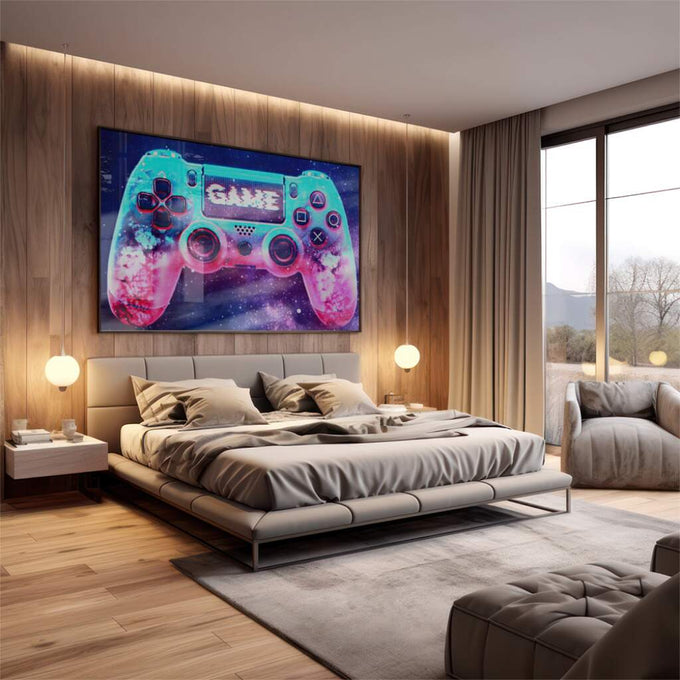 Quadro Decorativo | Controle com Aura Glimmer - quadros decorativos 1 Tela, 1 Tela Horizontal - em escritorio elegante