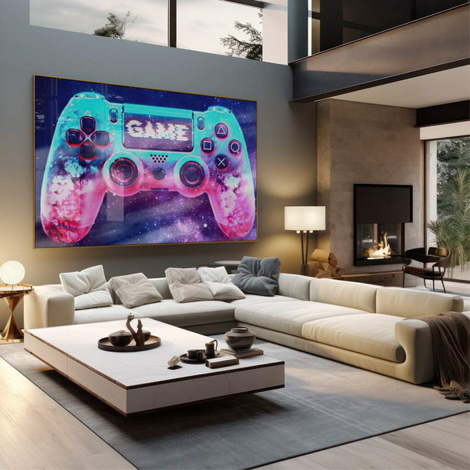 Quadro Decorativo | Controle com Aura Glimmer - quadros decorativos 1 Tela, 1 Tela Horizontal - em sala moderna