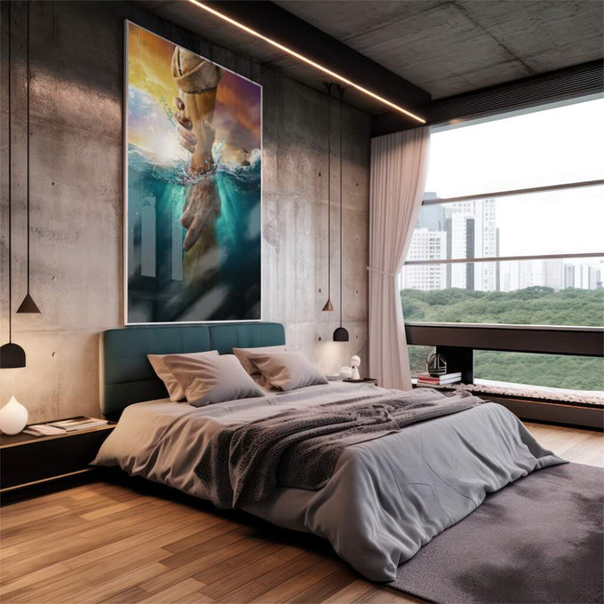Quadro Decorativo: O Chamado do Oceano - Toque de Azul - quadros decorativos 1 Tela Vertical, 3 Telas - em escritorio elegante