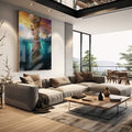 Quadro Decorativo: O Chamado do Oceano - Toque de Azul - quadros decorativos para sala 1 Tela Vertical, 3 Telas - em living room premium