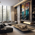 Quadro Decorativo: O Chamado do Oceano - Toque de Azul - quadros decorativos 1 Tela Vertical, 3 Telas - em sala moderna
