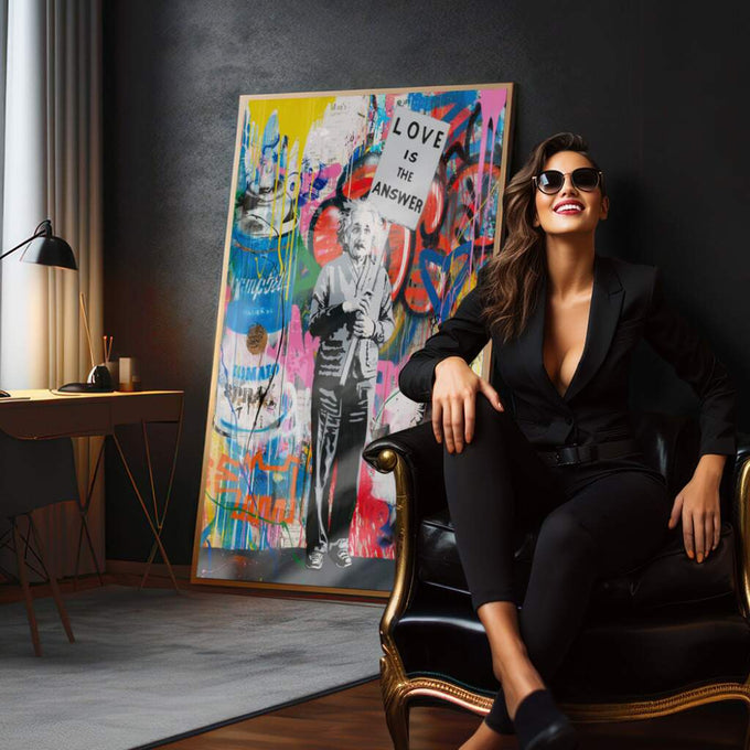 Quadro Decorativo: Inspiração e Amor em Cores Vibrantes - quadros decorativos para sala 1 Tela Vertical, 3 Telas - em quarto contemporaneo