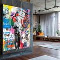 Quadro Decorativo: Inspiração e Amor em Cores Vibrantes - quadros decorativos para sala 1 Tela Vertical, 3 Telas - em ambiente decorado