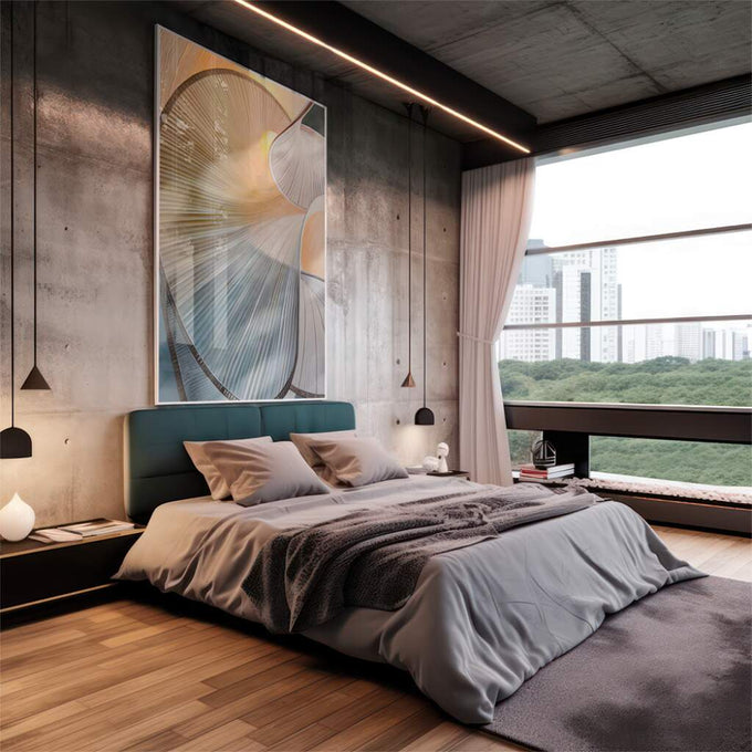 Quadro Decorativo Espiral Vibrante e Natureza - quadros decorativos para sala 1 Tela Vertical, 3 Telas - em quarto contemporaneo