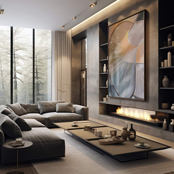 Quadro Decorativo Espiral Vibrante e Natureza - quadros decorativos para sala 1 Tela Vertical, 3 Telas - em living room premium