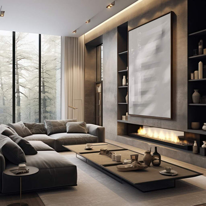 Quadro Decorativo Minimalismo Elegante - Harmonize Seu Espaço - quadros decorativos 1 Tela Vertical, 3 Telas - em sala moderna