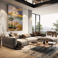 Quadro Decorativo Pôr do Sol: Praia Serena e Céu Vibrante - quadros decorativos 1 Tela Vertical, 3 Telas - em escritorio elegante