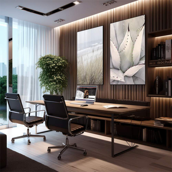 Quadro Decorativo - Encanto Deserto e Mar - quadros decorativos para sala 2 Telas, agave - em living room premium