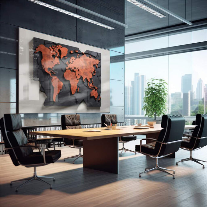 Quadro Decorativo Mapa do Estilo Moderno: Elegância Única - quadros decorativos para sala 1 Tela, 1 Tela Horizontal - em quarto contemporaneo
