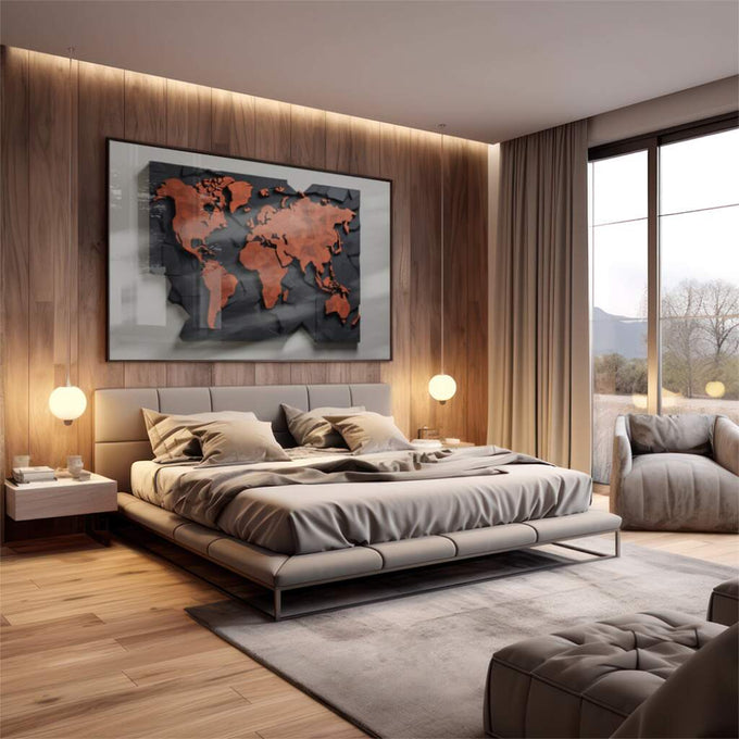 Quadro Decorativo Mapa do Estilo Moderno: Elegância Única - quadros decorativos 1 Tela, 1 Tela Horizontal - em escritorio elegante