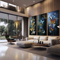 Quadro Decorativo Fascinante Renovação - Dança das Borboletas - quadros decorativos para sala 1 Tela Vertical, 3 Telas - em quarto contemporaneo