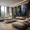 Quadro Decorativo Fascinante Renovação - Dança das Borboletas - quadros decorativos 1 Tela Vertical, 3 Telas - em escritorio elegante