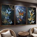 Quadro Decorativo Fascinante Renovação - Dança das Borboletas - quadros decorativos para sala 1 Tela Vertical, 3 Telas - em ambiente decorado