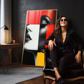 Quadro Decorativo Mulher Minimalista - Sofisticação e Empoderamento - quadros decorativos para sala 1 Tela Vertical, 3 Telas - em quarto contemporaneo