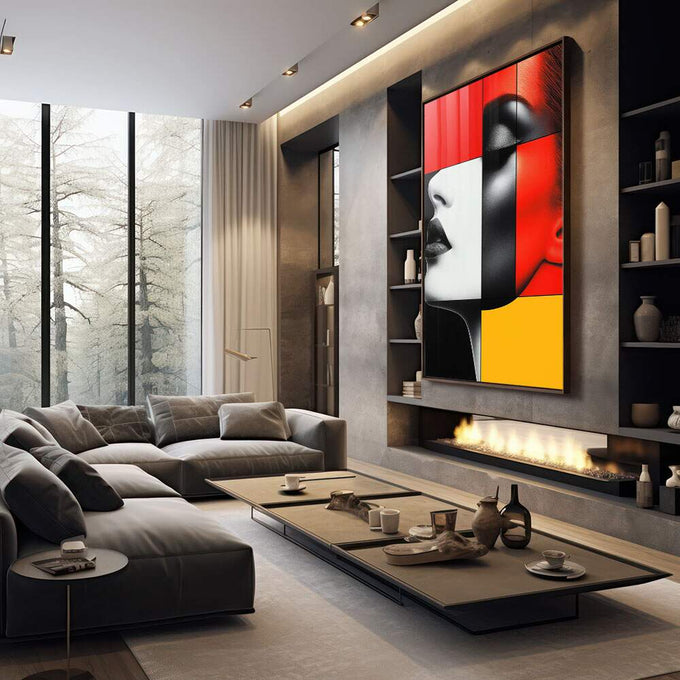 Quadro Decorativo Mulher Minimalista - Sofisticação e Empoderamento - quadros decorativos 1 Tela Vertical, 3 Telas - em escritorio elegante