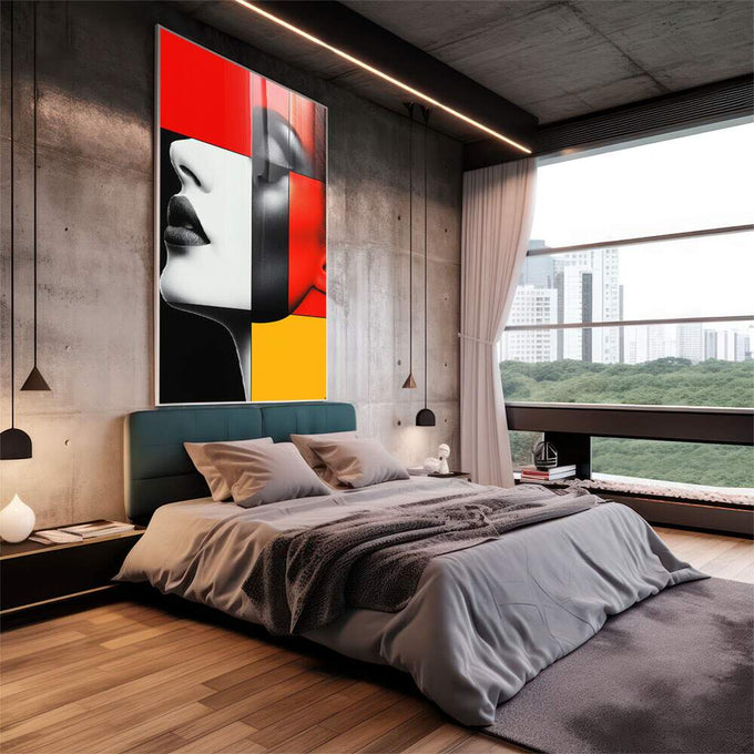 Quadro Decorativo Mulher Minimalista - Sofisticação e Empoderamento - quadros decorativos para sala 1 Tela Vertical, 3 Telas - em living room premium