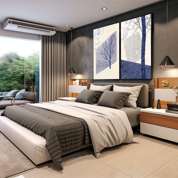 Quadro Decorativo Abstração Natural - Linhas e Formas Orgânicas - quadros decorativos para sala 2 Telas, abstrato - em quarto contemporaneo