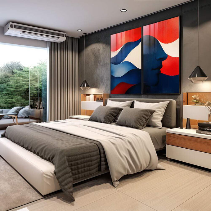 Quadro Decorativo Abstração Fluída - Cores e Formas Contemporâneas - quadros decorativos 2 Telas, abstrato - em escritorio elegante