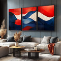 Quadro Decorativo: Abstração Fluída - Cores e Linhas Elegantes - quadros decorativos para sala 1 Tela Vertical, 3 Telas - em ambiente decorado