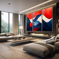 Quadro Decorativo: Abstração Fluída - Cores e Linhas Elegantes - quadros decorativos para sala 1 Tela Vertical, 3 Telas - em quarto contemporaneo
