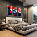 Quadro Decorativo: Abstração Fluída - Cores e Linhas Elegantes - quadros decorativos 1 Tela Vertical, 3 Telas - em escritorio elegante