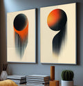 Quadro Decorativo Abstração Geométrica - Forma e Movimento - quadros decorativos para sala 2 Telas, abstrato - em ambiente decorado