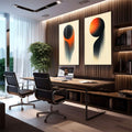 Quadro Decorativo Abstração Geométrica - Forma e Movimento - quadros decorativos para sala 2 Telas, abstrato - em quarto contemporaneo