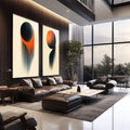 Quadro Decorativo Abstração Geométrica - Forma e Movimento - quadros decorativos 2 Telas, abstrato - em sala moderna