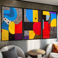 Quadro Decorativo Cores e Texturas - quadros decorativos para sala 1 Tela Vertical, 3 Telas - em ambiente decorado