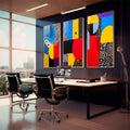 Quadro Decorativo Cores e Texturas - quadros decorativos para sala 1 Tela Vertical, 3 Telas - em quarto contemporaneo