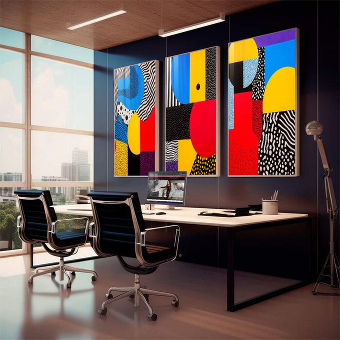 Quadro Decorativo Cores e Texturas - quadros decorativos para sala 1 Tela Vertical, 3 Telas - em quarto contemporaneo