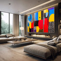 Quadro Decorativo Cores e Texturas - quadros decorativos para sala 1 Tela Vertical, 3 Telas - em living room premium