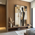 Quadro Decorativo Abstrato Casal - quadros decorativos para sala 1 Tela Vertical, 3 Telas - em ambiente decorado
