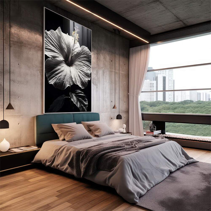 Quadro Decorativo Beleza e Simplicidade do Hibisco - quadros decorativos para sala 1 Tela Vertical, 3 Telas - em living room premium
