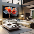 Quadro Decorativo Arte Floral em Linhas e Cores - quadros decorativos 1 Tela, 1 Tela Horizontal - em escritorio elegante