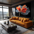 Quadro Decorativo Arte Floral em Linhas e Cores - quadros decorativos para sala 1 Tela, 1 Tela Horizontal - em ambiente decorado