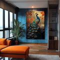 Quadro Decorativo A Beleza Natural do Pavão - quadros decorativos para sala 1 Tela Vertical, 3 Telas - em ambiente decorado
