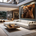 Quadro Decorativo A Serenidade do Rei Leão - quadros decorativos 1 Tela, 1 Tela Horizontal - em escritorio elegante