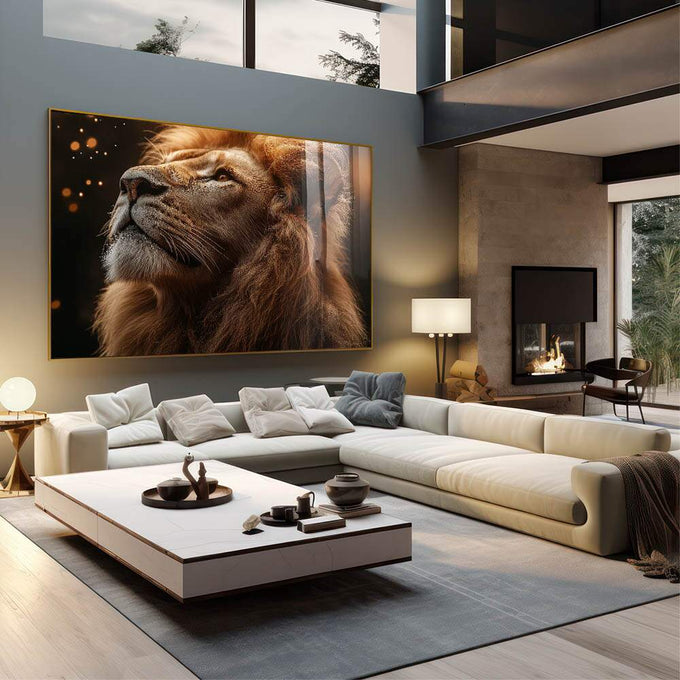 Quadro Decorativo A Serenidade do Rei Leão - quadros decorativos para sala 1 Tela, 1 Tela Horizontal - em living room premium