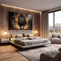 Quadro Decorativo Caminho do Leão Sob Aura Dourada - quadros decorativos para sala 1 Tela, 1 Tela Horizontal - em quarto contemporaneo