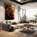 Quadro Decorativo A Nobreza do Leão - quadros decorativos 1 Tela Vertical, 3 Telas - em sala moderna