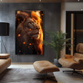 Quadro Decorativo A Nobreza do Leão - quadros decorativos para sala 1 Tela Vertical, 3 Telas - em ambiente decorado