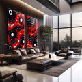 Quadro Decorativo Abstrato com Formas Circulares - quadros decorativos 2 Telas, abstrato - em sala moderna