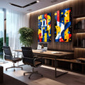 Quadro Decorativo Abstrato com Formas Elegantes - quadros decorativos para sala 2 Telas, Abstrato - em quarto contemporaneo