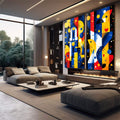 Quadro Decorativo Abstrato com Formas Elegantes - quadros decorativos para sala 2 Telas, Abstrato - em living room premium