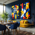 Quadro Decorativo Abstrato com Formas Elegantes - quadros decorativos para sala 2 Telas, Abstrato - em ambiente decorado