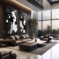 Quadro Abstrato em Preto e Branco - Silhueta Feminina de Elegancia - quadros decorativos - em sala moderna