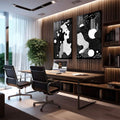 Quadro Abstrato em Preto e Branco - Silhueta Feminina de Elegancia - quadros decorativos para sala - em quarto contemporaneo